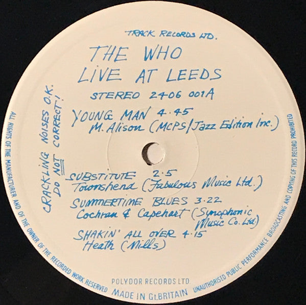 The Who : Live At Leeds (LP, Album, Red)