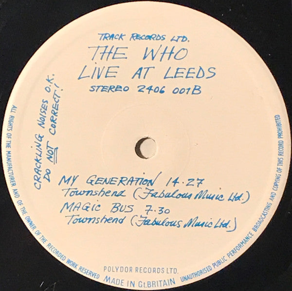 The Who : Live At Leeds (LP, Album, Red)