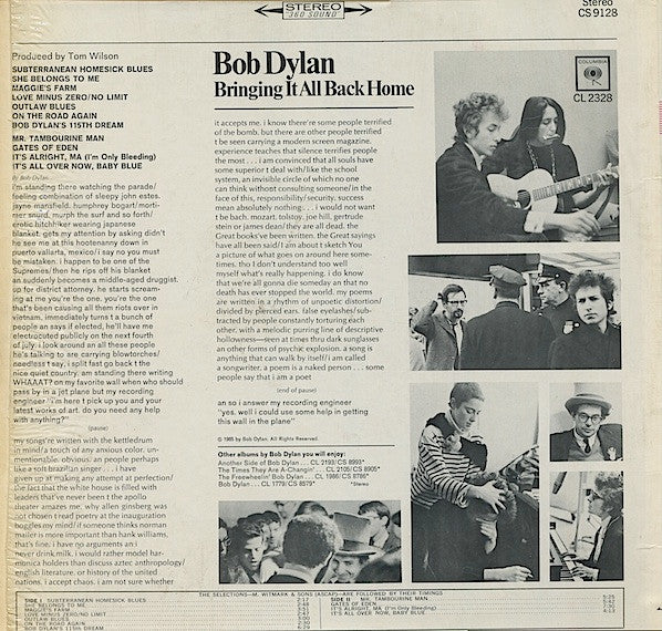 Bob Dylan : Bringing It All Back Home (LP, Album, Pit)