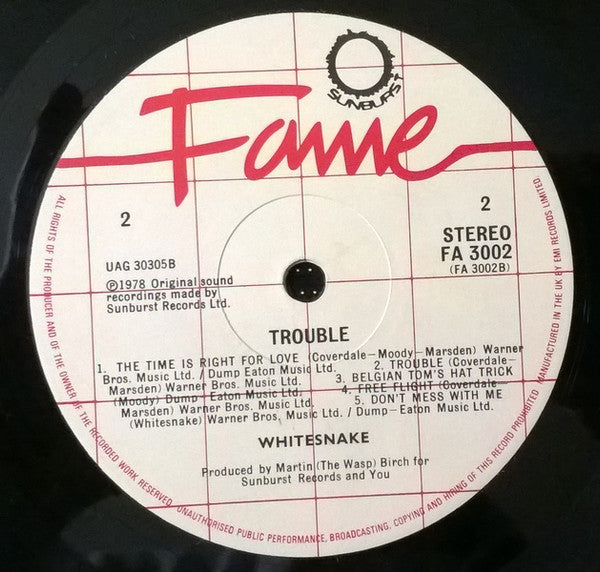 Whitesnake : Trouble (LP, Album, RP)