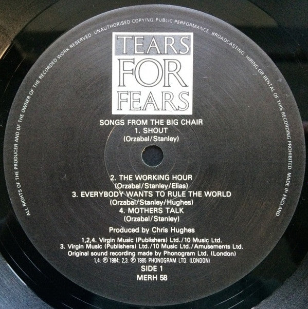 Tears For Fears : Songs From The Big Chair (LP, Album, MPO)