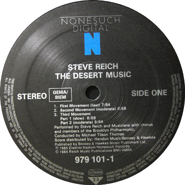 Steve Reich : The Desert Music (LP)