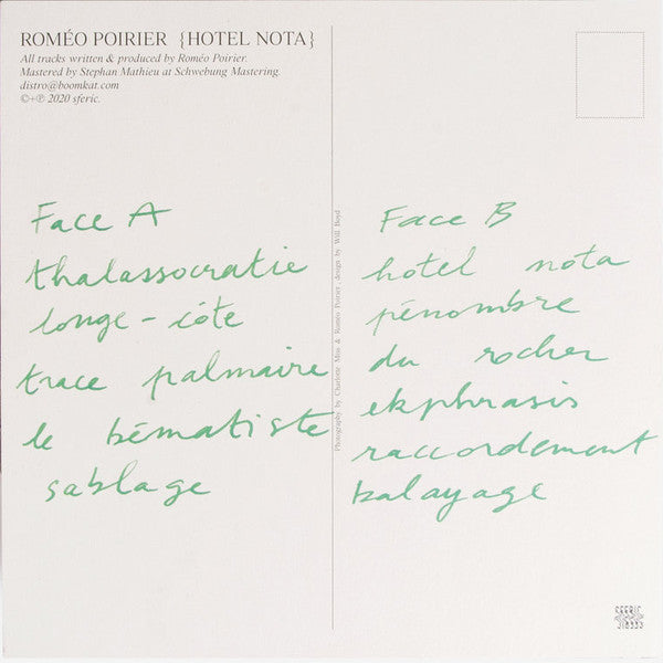 Roméo Poirier : Hotel Nota (LP, Album, Ltd)