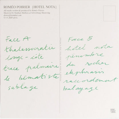 Roméo Poirier : Hotel Nota (LP, Album, Ltd)