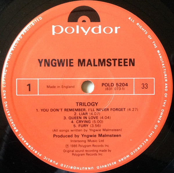 Yngwie J. Malmsteen* : Trilogy (LP, Album)