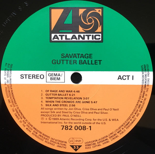 Savatage : Gutter Ballet (LP, Album)