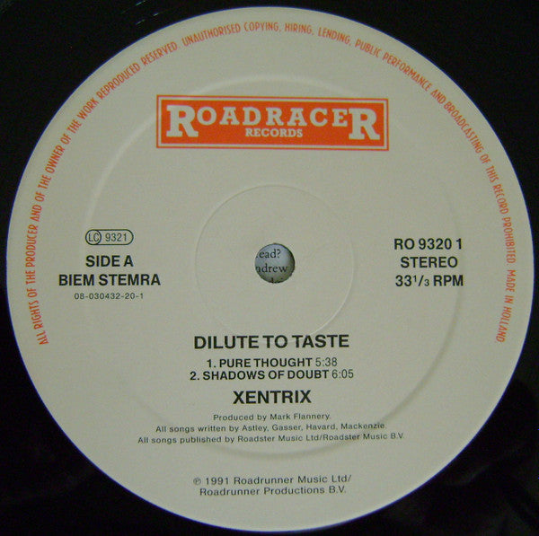 Xentrix (2) : Dilute To Taste (12", MiniAlbum)