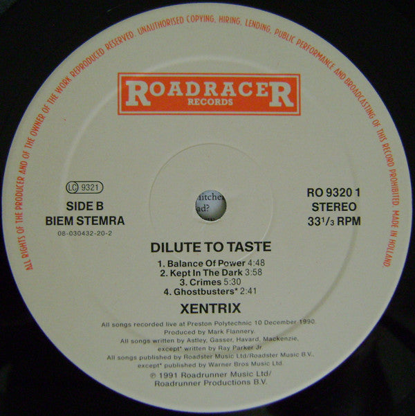 Xentrix (2) : Dilute To Taste (12", MiniAlbum)