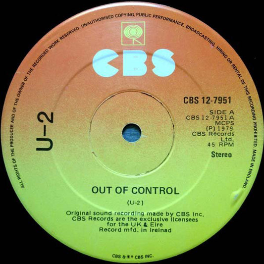 U-2* : Out Of Control (12", Single, RE)