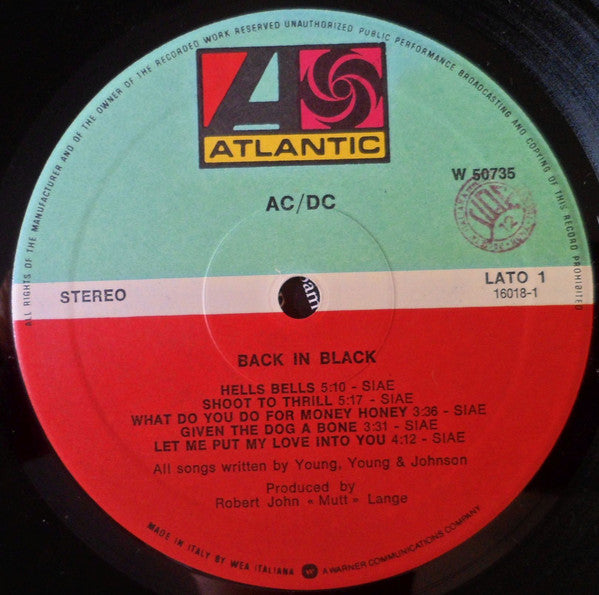 AC/DC : Back In Black (LP, Album)