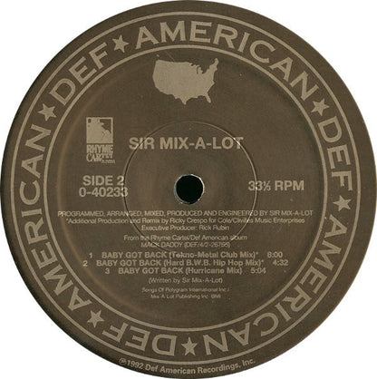 Sir MixaLot* : Baby Got Back (12", Maxi)