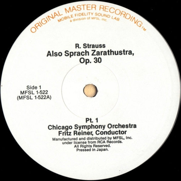 Fritz Reiner, Chicago Symphony*, Strauss* : Also Sprach Zarathustra (LP, Album, RE, RM)