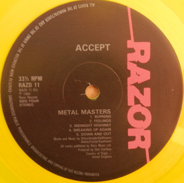 Accept : Metal Masters (2xLP, Comp, Yel)