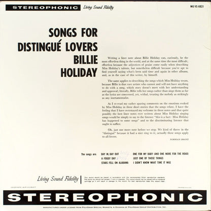 Billie Holiday : Songs For Distingué Lovers (LP, Album, Ltd, RE, 180)