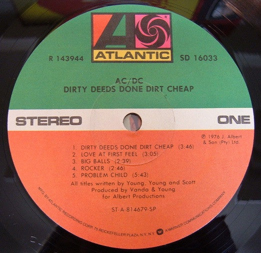 AC/DC : Dirty Deeds Done Dirt Cheap (LP, Album, Club, RE)