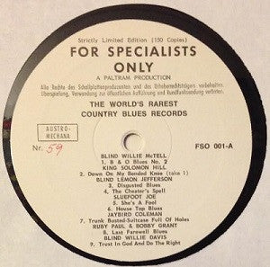 Various : The World's Rarest Country Blues Records (LP, Comp, Mono, Ltd, Num)