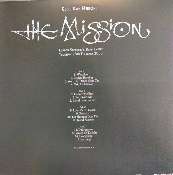 The Mission : God's Own Medicine - London Shepherd's Bush Empire Thursday 28th February 2008 (2xLP, Album, Ltd, RE, Cle)