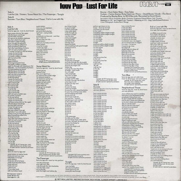 Iggy Pop : Lust For Life (LP, Album)