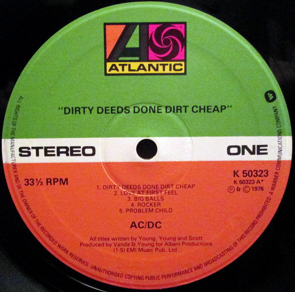 AC/DC : Dirty Deeds Done Dirt Cheap (LP, Album, RP)