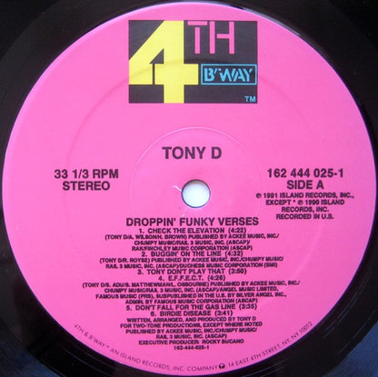 Tony D.* A.k.a. Harvee Wallbangar : Droppin' Funky Verses (LP, Album)