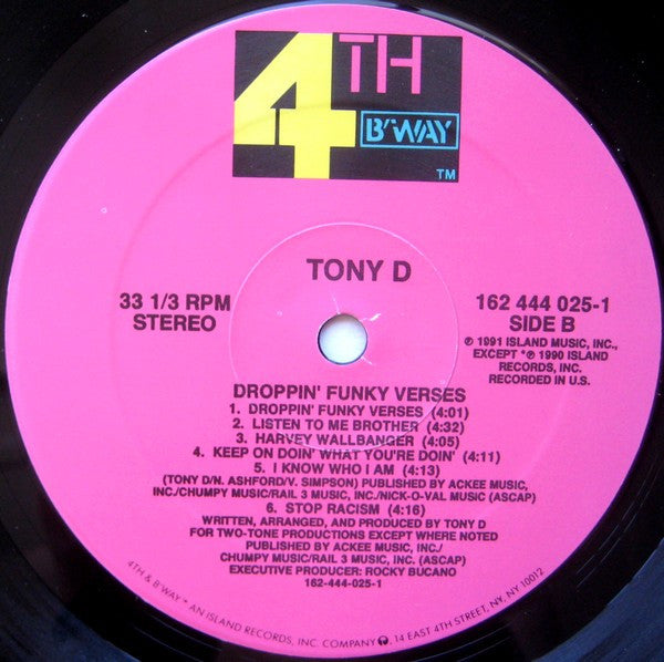 Tony D.* A.k.a. Harvee Wallbangar : Droppin' Funky Verses (LP, Album)