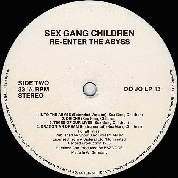 Sex Gang Children : Re-Enter The Abyss (The 1985 Remixes) (LP, Album)