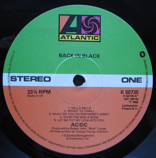 AC/DC : Back In Black (LP, Album)