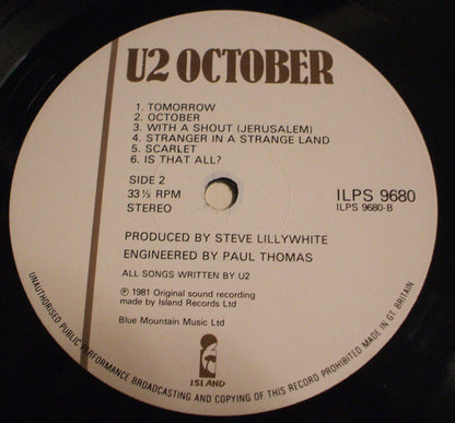 U2 : October (LP, Album)