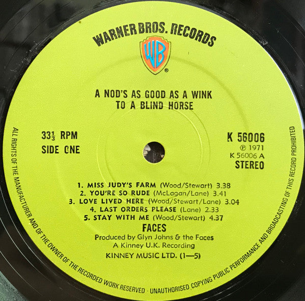 Faces (3) : A Nod's As Good As A Wink...To A Blind Horse (LP, Album, RE, RP)