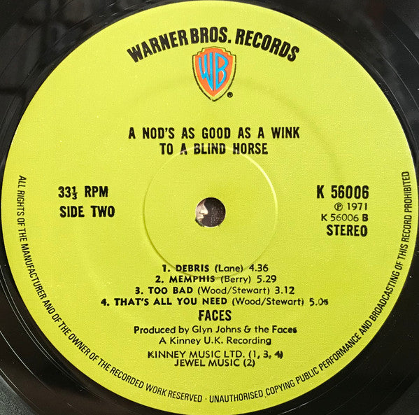 Faces (3) : A Nod's As Good As A Wink...To A Blind Horse (LP, Album, RE, RP)