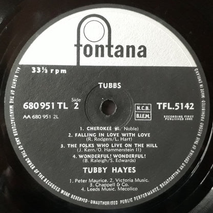 Tubby Hayes : Tubbs (LP, Album, Mono)