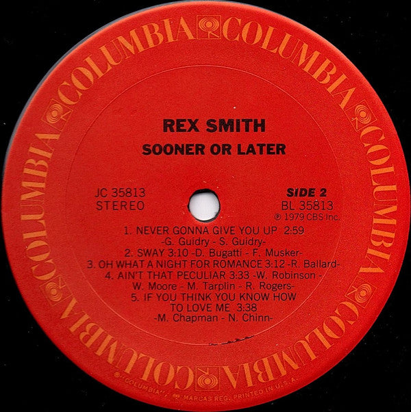 Rex Smith : Sooner Or Later (LP, Album, Ter)