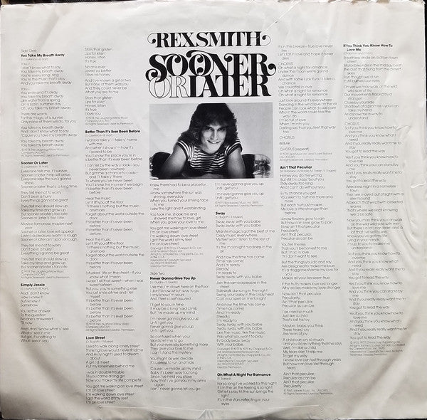 Rex Smith : Sooner Or Later (LP, Album, Ter)