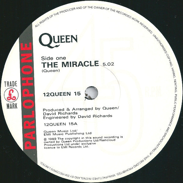 Queen : The Miracle (12", Single, Ltd)