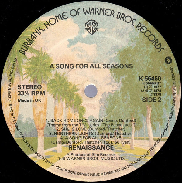 Renaissance (4) : A Song For All Seasons (LP, Album)