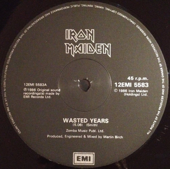 Iron Maiden : Wasted Years (12", Single)