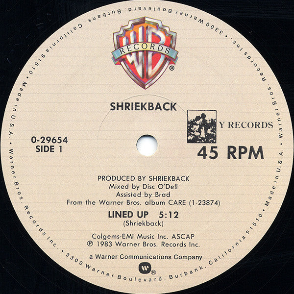 Shriekback : Lined Up (12", Maxi)