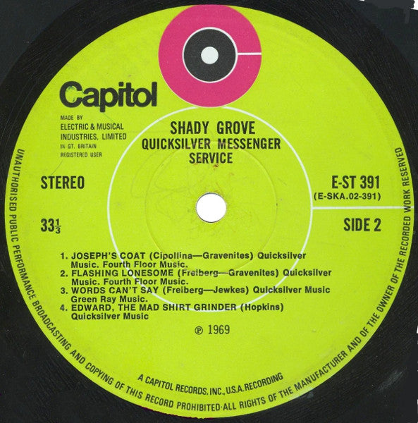 Quicksilver Messenger Service : Shady Grove (LP, Album)