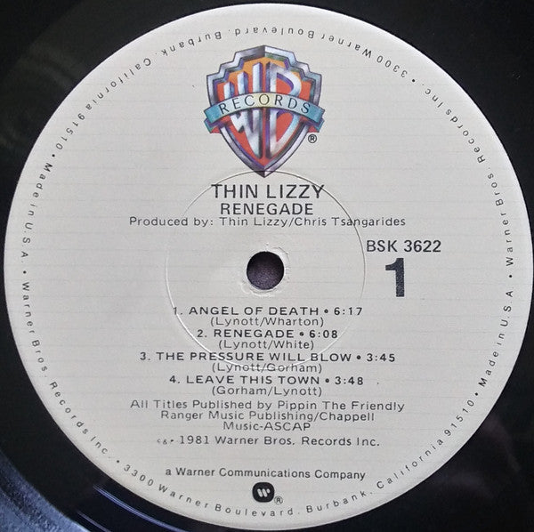 Thin Lizzy : Renegade (LP, Album, Jac)