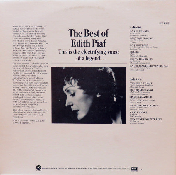 Edith Piaf : The Best Of Edith Piaf (LP, Comp, Los)