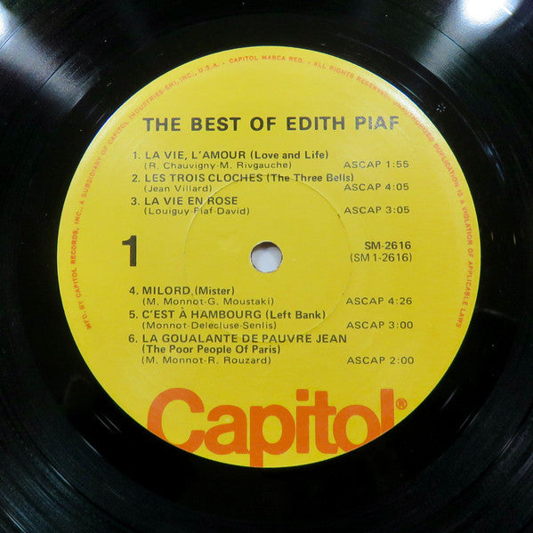 Edith Piaf : The Best Of Edith Piaf (LP, Comp, Los)