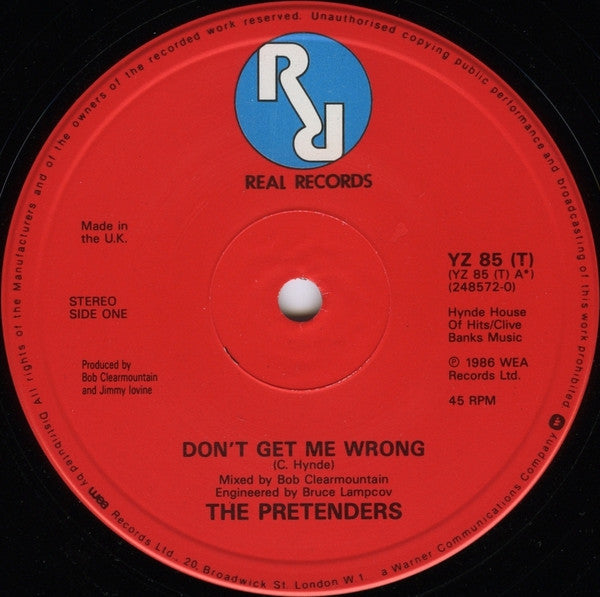 The Pretenders : Don't Get Me Wrong (12", Single)