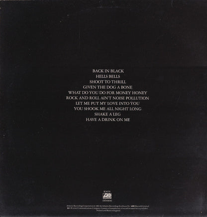 AC/DC : Back In Black (LP, Album, Emb)