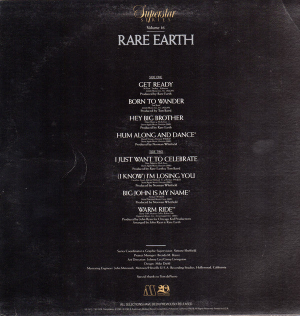 Rare Earth : Rare Earth (LP, Comp, RE)