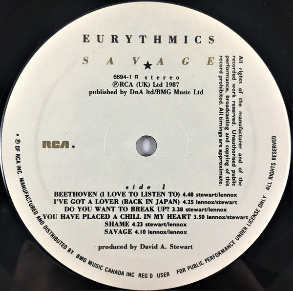 Eurythmics : Savage (LP, Album)