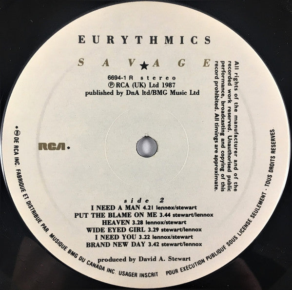 Eurythmics : Savage (LP, Album)