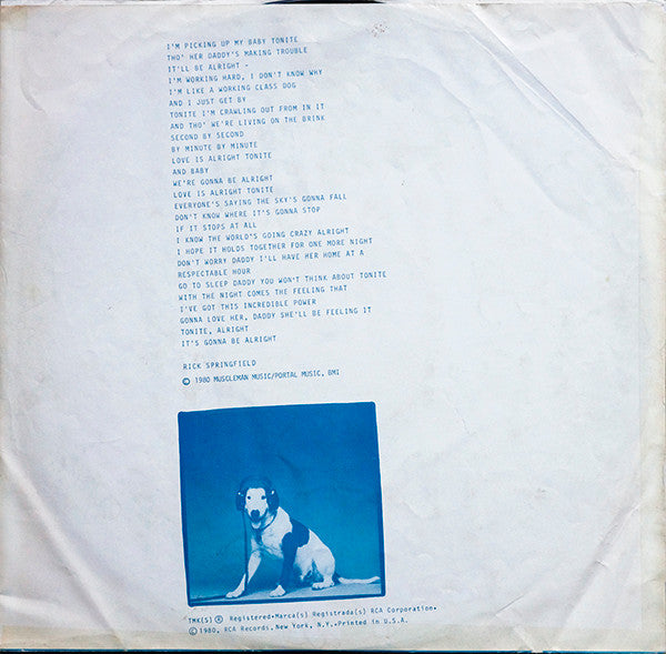 Rick Springfield : Working Class Dog (LP, Album, Ind)