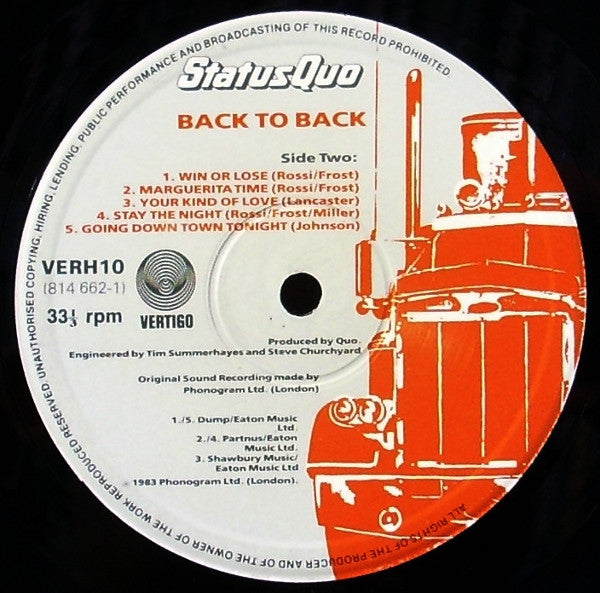 Status Quo : Back To Back (LP, Album)