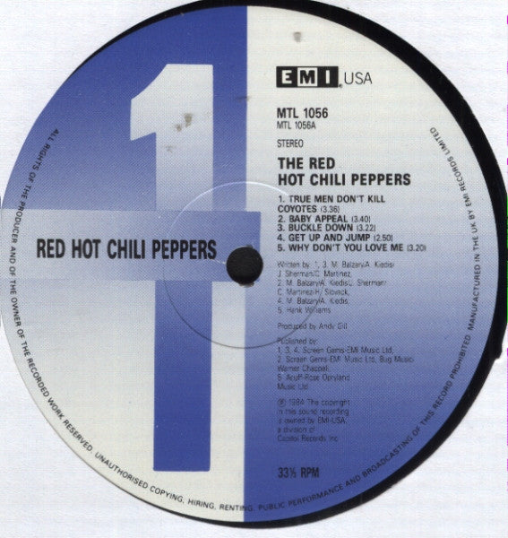 Red Hot Chili Peppers : The Red Hot Chili Peppers (LP, Album)