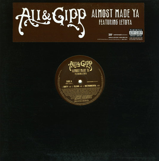 Ali & Gipp Featuring Letoya : Almost Made Ya (12", Promo)